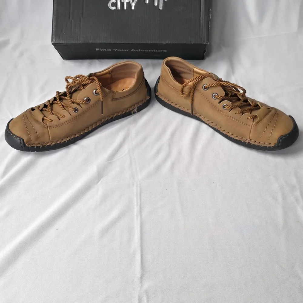 Five Store City Men's Brown‎ Leather Boat Lace Up Shoes Size 9.5 NIB